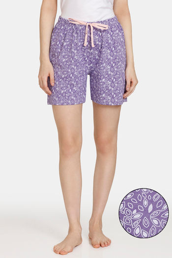 Buy Rosaline Reclaimed Nature Knit Cotton Shorts - Paisley Purple